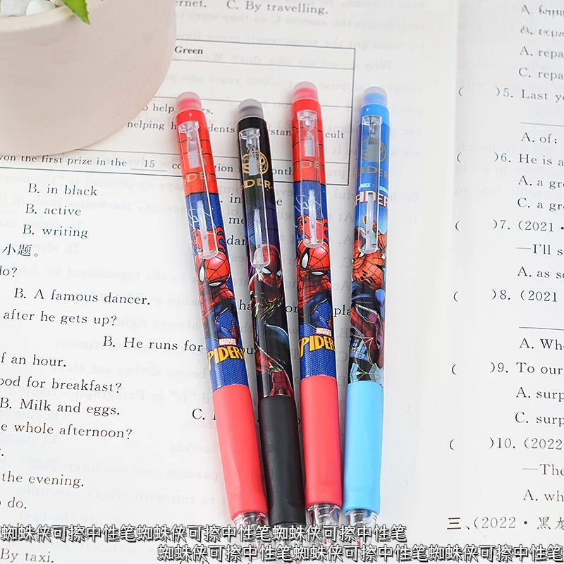 Marvel Spider-Man cartoon erasable gel pen creative handsome personality boy press crystal blue water pen stationery wholesale