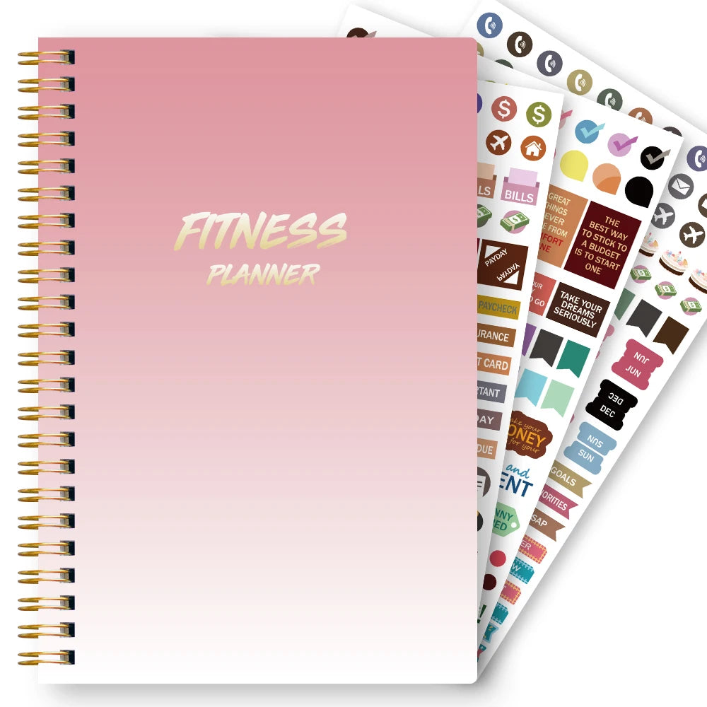 1Pc Fitness Plan Book Suitable for Women and Men, Training Log, Daily Health and Wellness Diary, with 3Pc Stickers