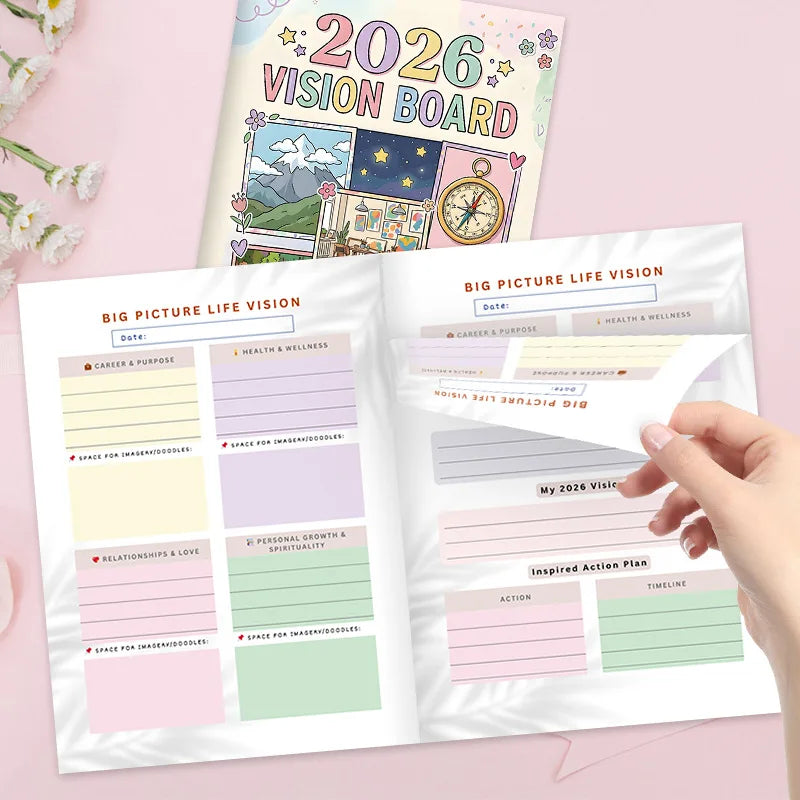 2026 Year Vision Board Planners, Wishlist Handbook, Future Planning, Wishlist Notebook