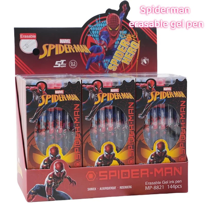 Marvel Spider-Man cartoon erasable gel pen creative handsome personality boy press crystal blue water pen stationery wholesale