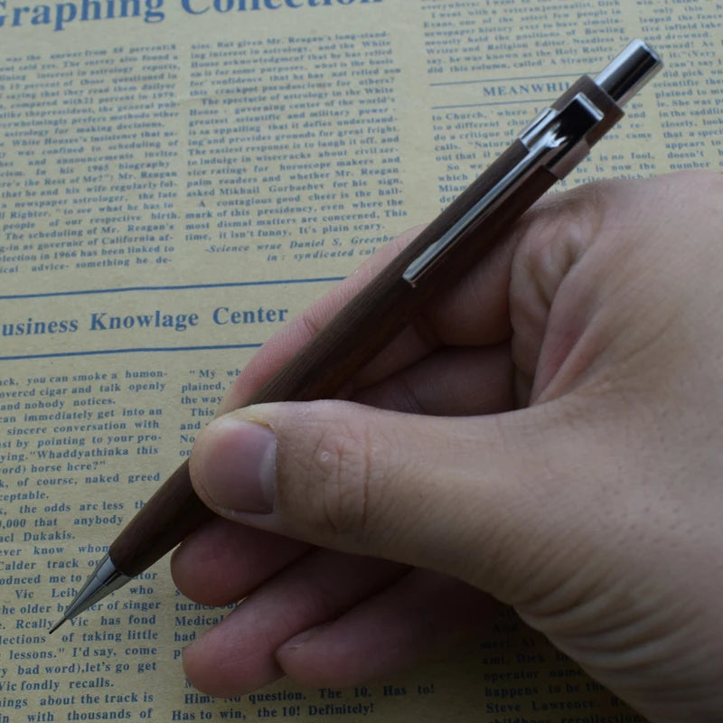 Wooden Mechanical Pencil 0.5mm Automatic Pen For Office School Nature Walnut Wood Drawing Writing Traditional Chinese Stationery