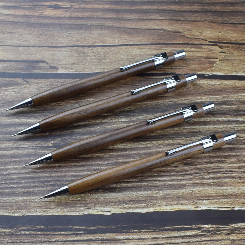 Wooden Mechanical Pencil 0.5mm Automatic Pen For Office School Nature Walnut Wood Drawing Writing Traditional Chinese Stationery
