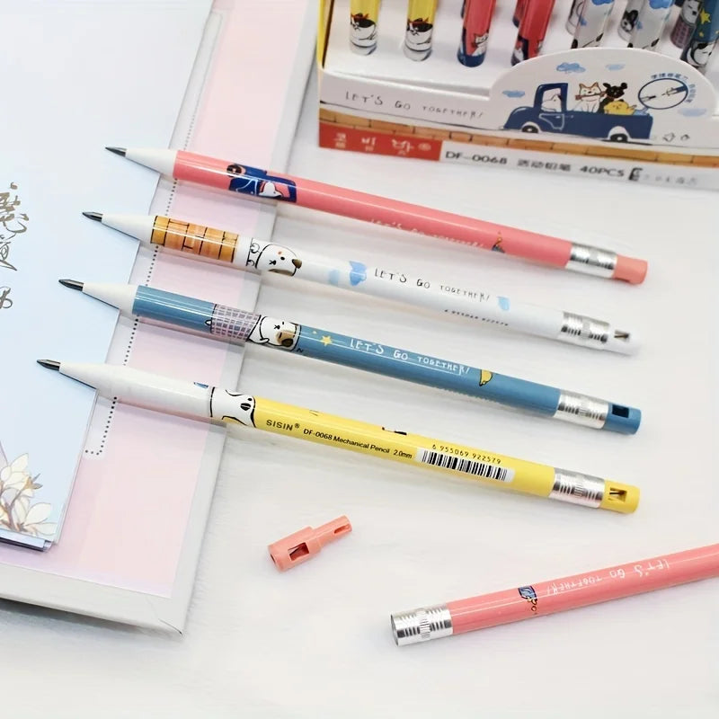 12Pcs/Set Creative 2.0mm Mechanical Pencil Animals Cat Dog Automatic Pencil Writing Painting School Office Supplies Stationery