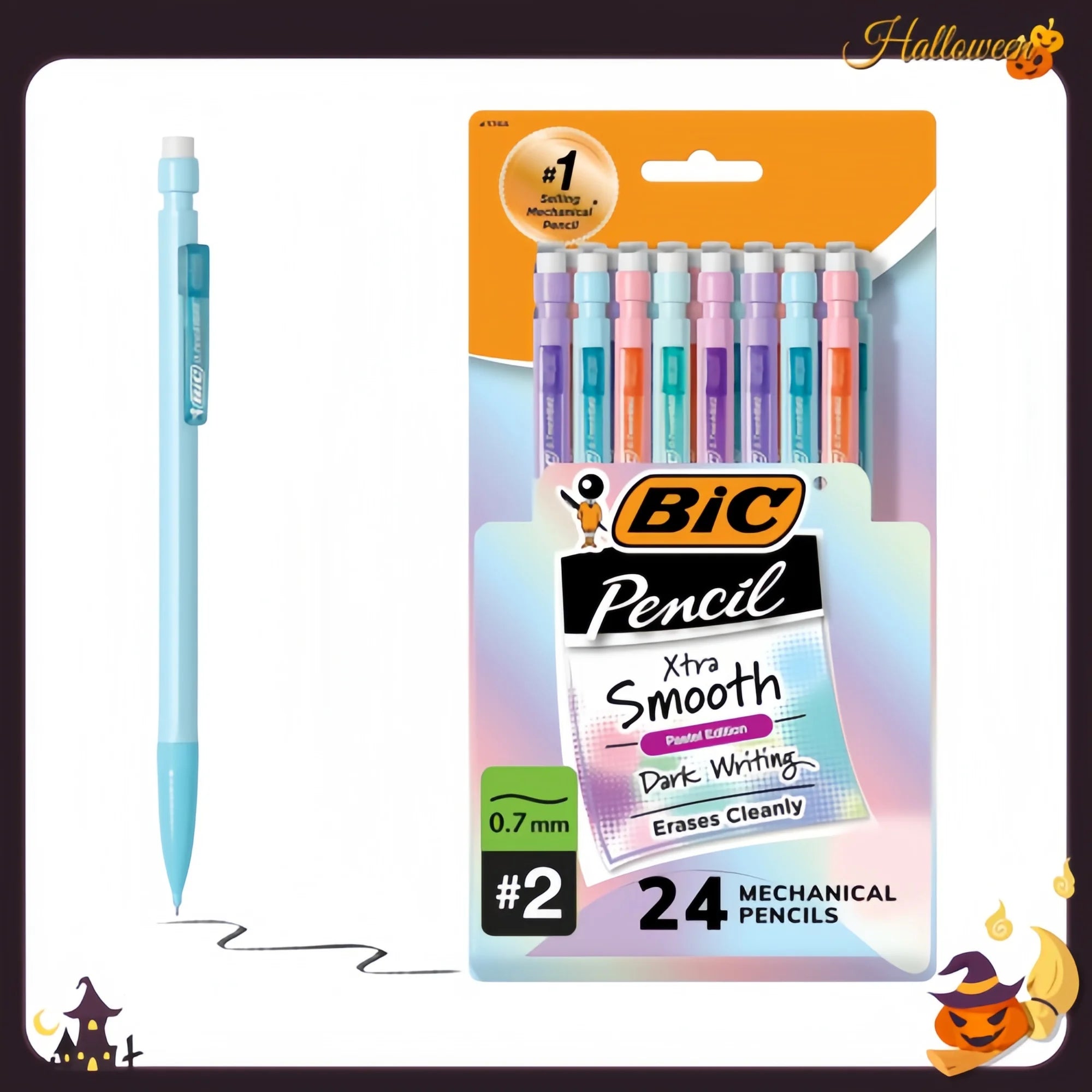 0.7mm Mechanical Pencils 24-Pack with Erasers, Bulk School & Office Supplies