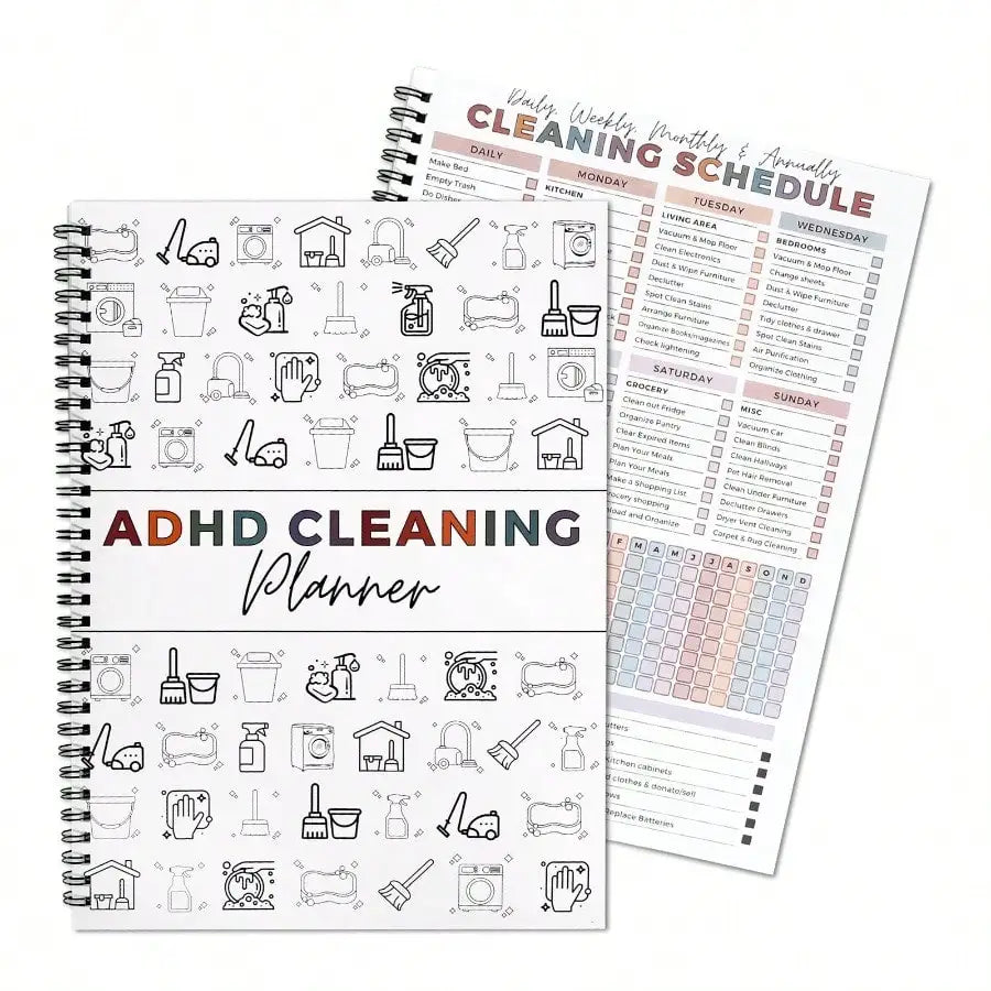 ADHD Cleaning Planner for Adults/Women/Teens: Home Chore Chart - Daily/Weekly/Monthly Schedule Checklist Organizing Notebook