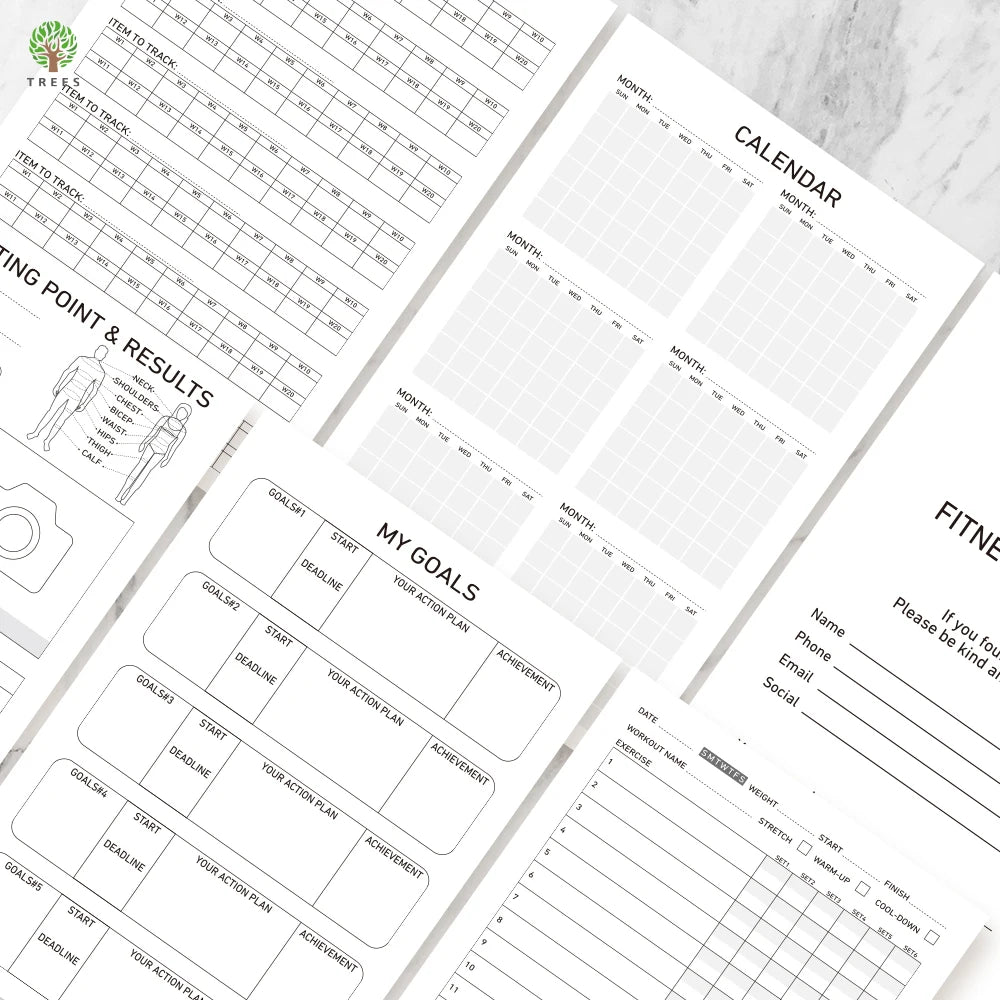 1Pc Fitness Plan Book Suitable for Women and Men, Training Log, Daily Health and Wellness Diary, with 3Pc Stickers