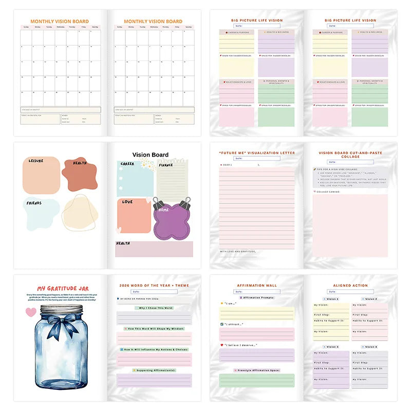 2026 Year Vision Board Planners, Wishlist Handbook, Future Planning, Wishlist Notebook