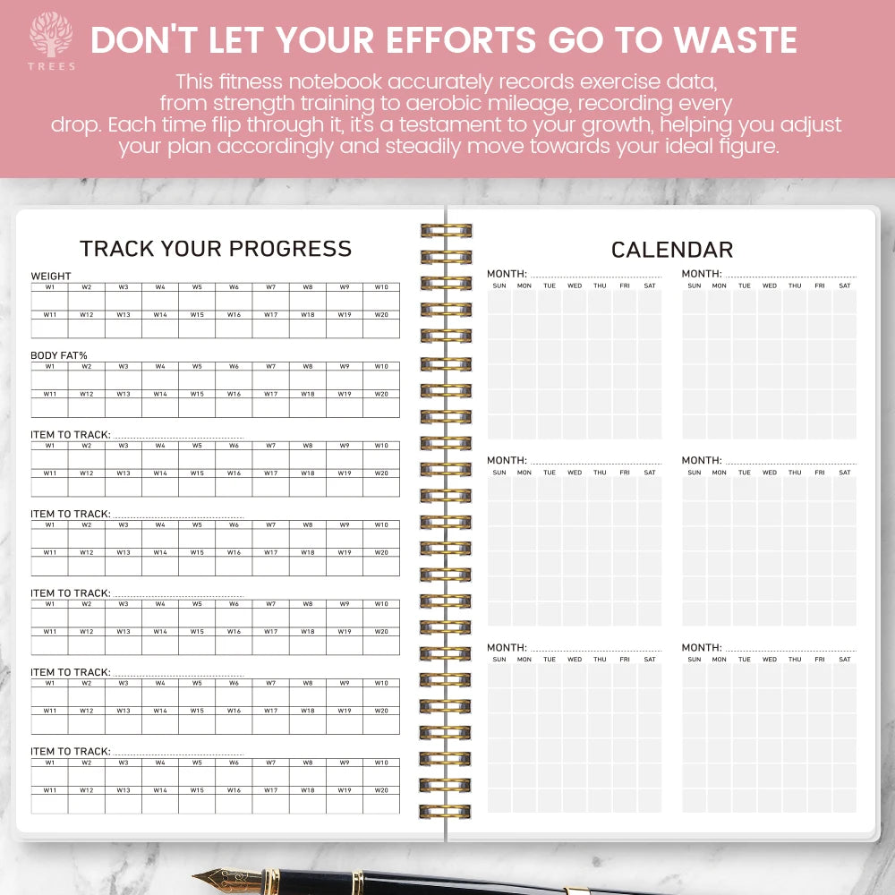 1Pc Fitness Plan Book Suitable for Women and Men, Training Log, Daily Health and Wellness Diary, with 3Pc Stickers