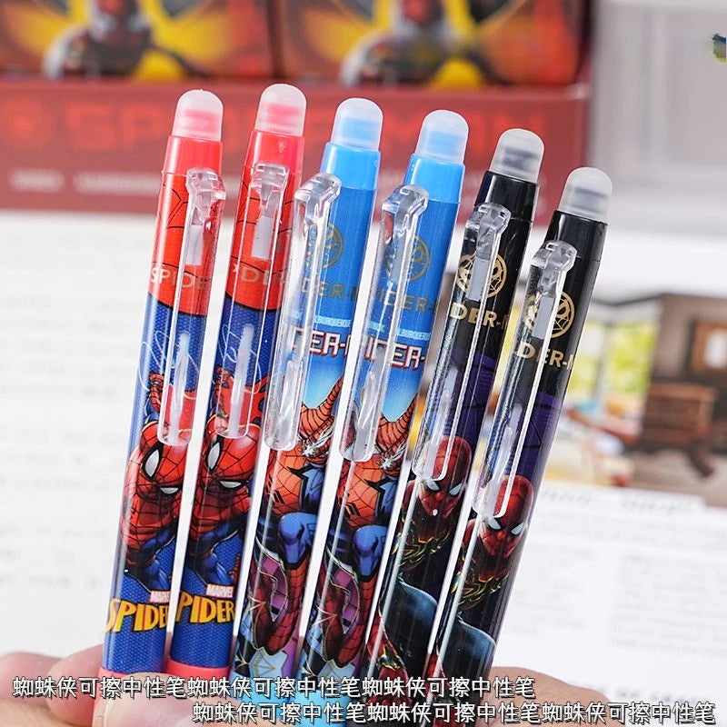 Marvel Spider-Man cartoon erasable gel pen creative handsome personality boy press crystal blue water pen stationery wholesale