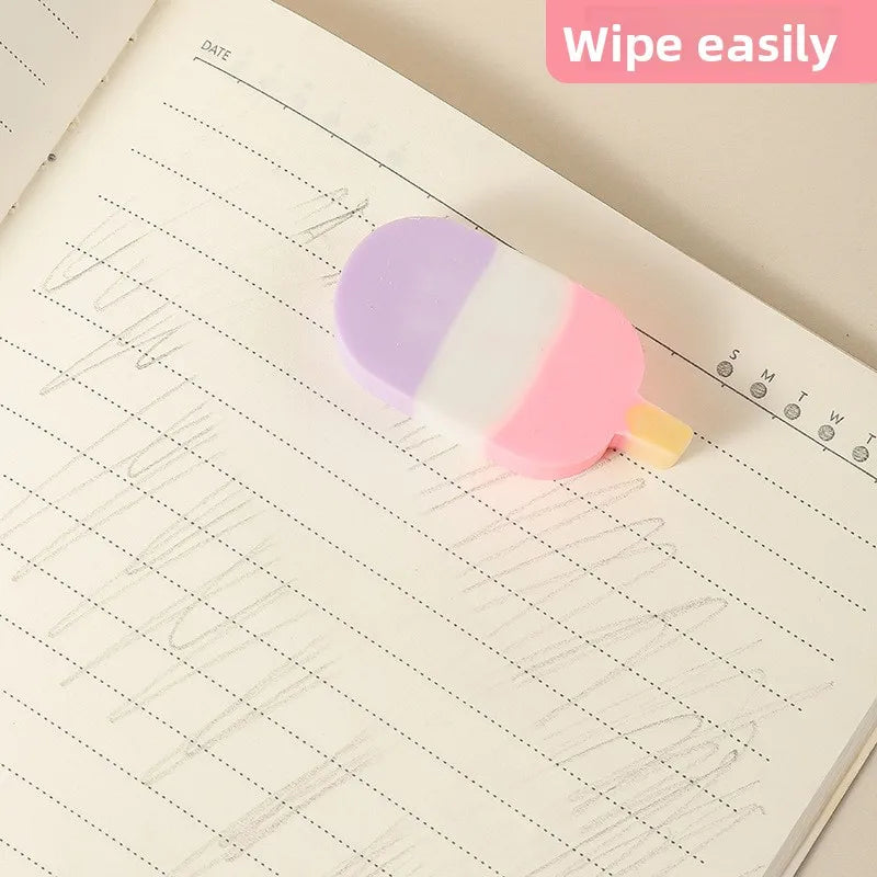 2026 New Cream Ice Cream Eraser Colorful Ice Cream Fun Stationery Creative Snacks Eraser Wholesale Interesting and Practical
