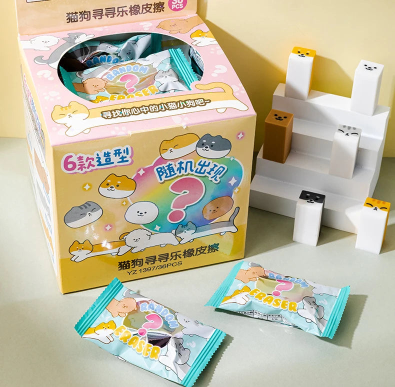 Fun Wipe Clean Less Debri Office Stationery Supplies For Students Gift Cute Kawaii Animal Erasers Random Styles Of Cat Dog