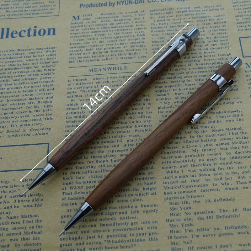 Wooden Mechanical Pencil 0.5mm Automatic Pen For Office School Nature Walnut Wood Drawing Writing Traditional Chinese Stationery