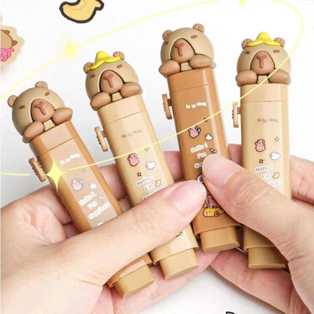 Cute Capybara Push-pull Rubber Eraser Cartoon Silicone Eraser Replaceable Core Correction Tool Student Stationery Gift
