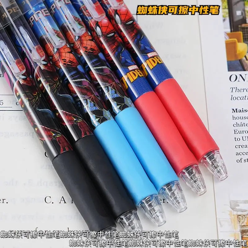 Marvel Spider-Man cartoon erasable gel pen creative handsome personality boy press crystal blue water pen stationery wholesale